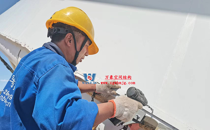 陜西定邊馬蓮灘沙漠公園鋼膜結(jié)構(gòu)工程“奮力快跑”，工程“進(jìn)度條”刷新了!