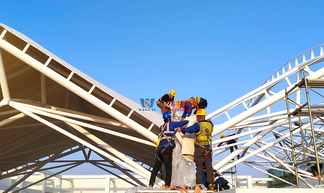 工程進(jìn)度全速推進(jìn)，PTFE膜材張拉在即！